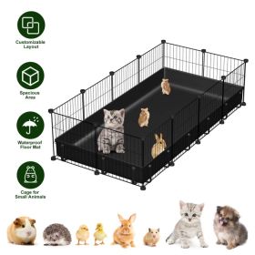 DIY Assemble Metal Small Pet Play Enclosure Multiple Layout Options,Small Animal Playpen DIY Metal Pet Enclosure with 20 Panels Waterproof Floor (Option: as pic)