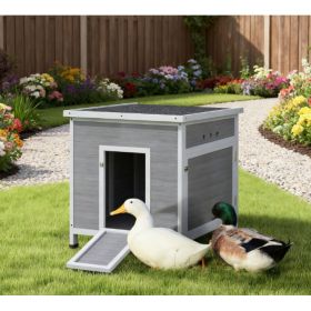 Wooden With Openable Roof Cage, Removable Floor, Double Doors (Option: LIGHT GREY)