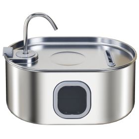 246 oz./7L Stainless Steel Cat Water Fountain with Filters, Ultra-Quiet Pump, for Cats, Dogs & Multi-Pet Homes (Option: Silver-350x260x170 mm)